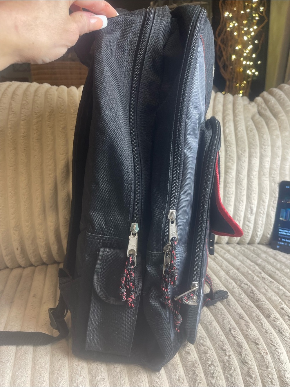 STARTER Black and Gray Backpack with Red Trim - Picture 3 of 8